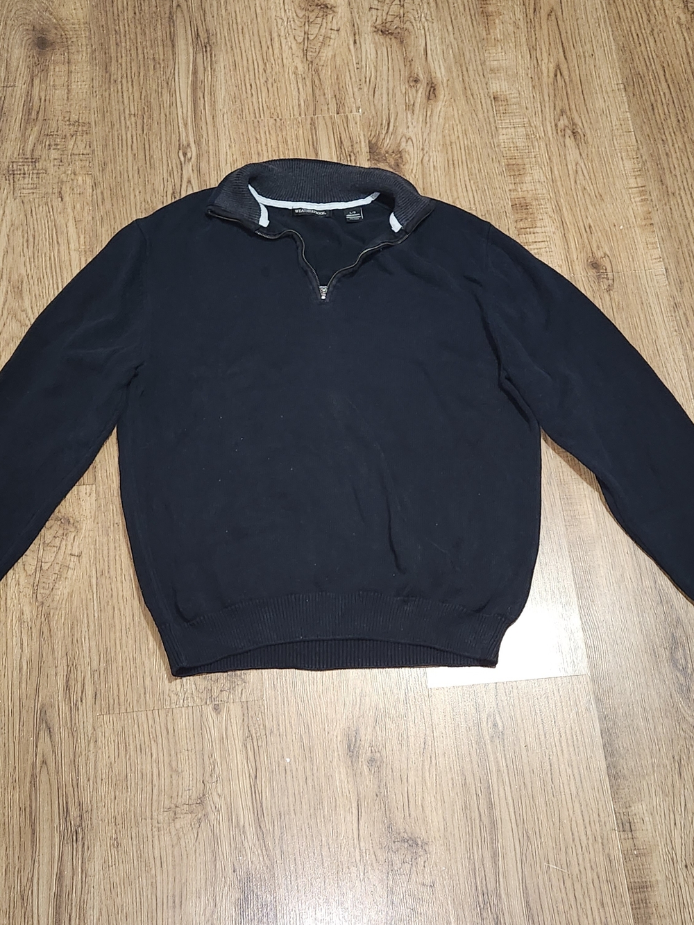 Weatherproof Men's Black Quarter-Zip Sweater with Gray Trim